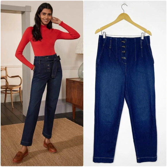 Boden Dark Wash High Waist Berkeley Pants Jeans Size 8 R - Picture 1 of 7